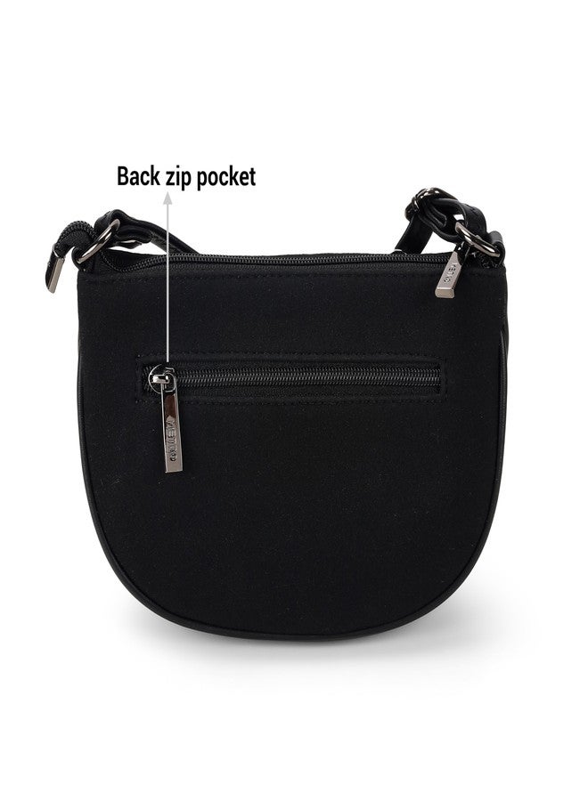 Metro Women Black Casual Suede Soft Body Zipper closure Solid Sling Bag(66-888) - Image 4